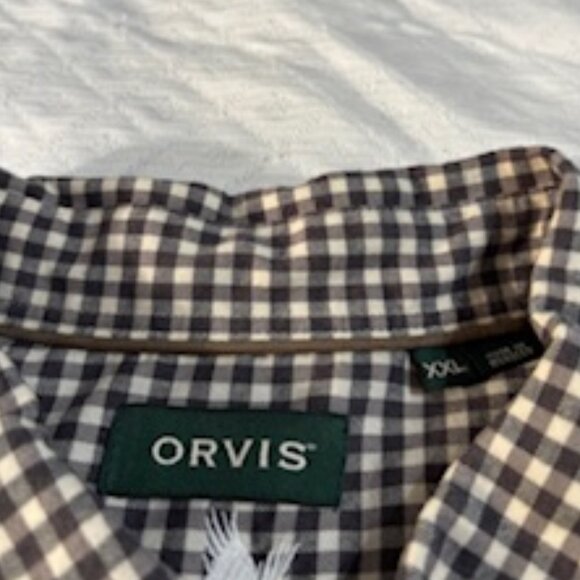 Orvis Men's 2XL Bl/Wt checked long sleeve button down shirt - Picture 5 of 6